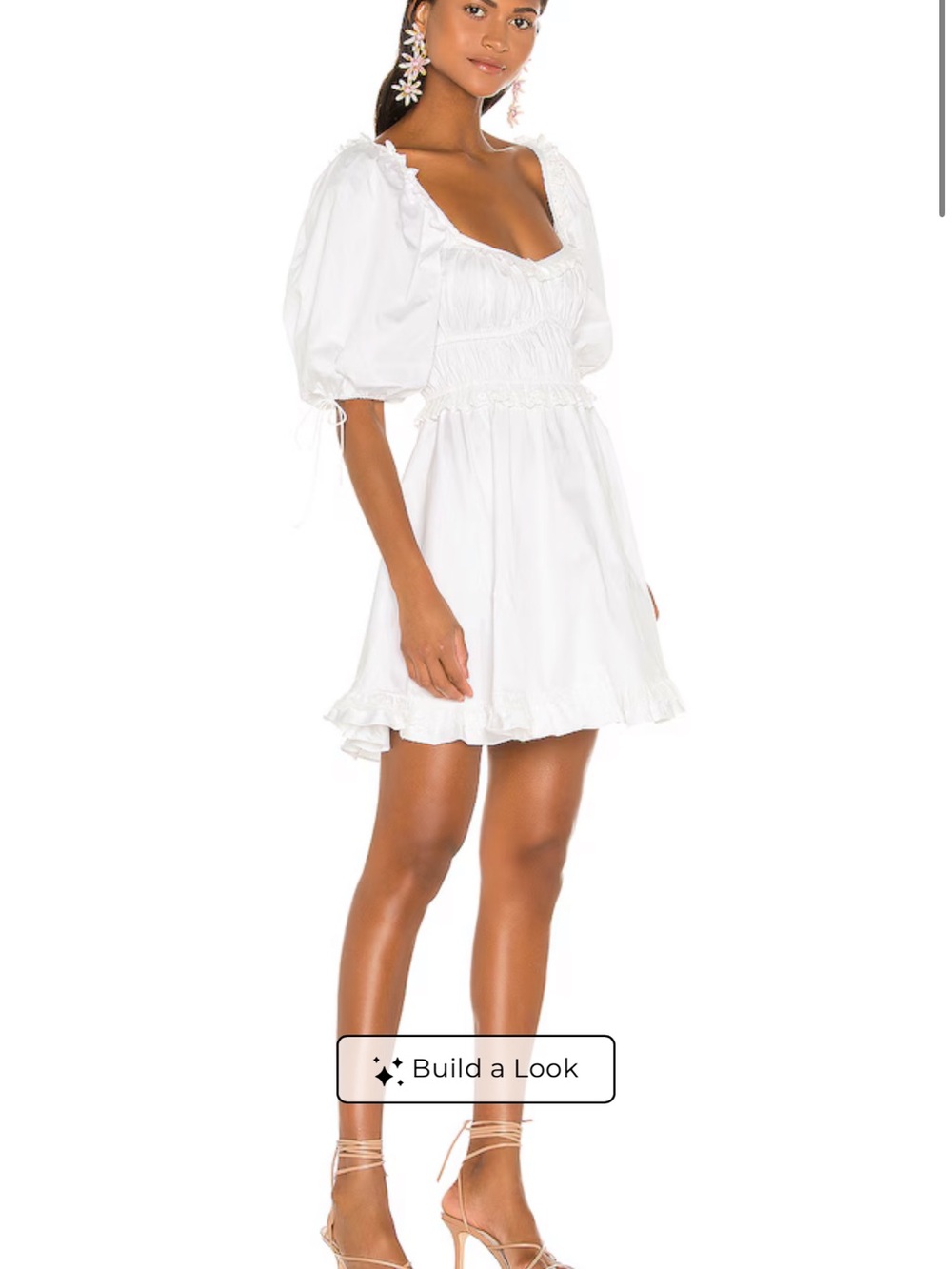For Love & Lemons White Puff Sleeve Mini Dress